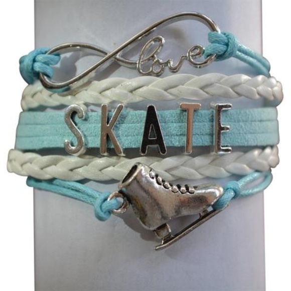 Girls Figure Skating Bracelet - Turquoise & White - Picture 1 of 1